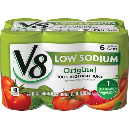 V8 V8 Original Low Sodium 100% Vegetable Juice 5.5 oz. Can, PK48 000000067